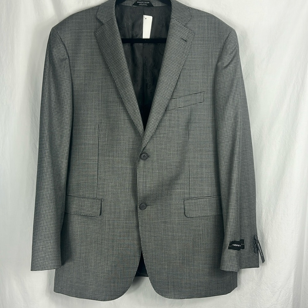 ANDREW FEZZA tailered 2-button single-breasted double vent flap pockets jacket.